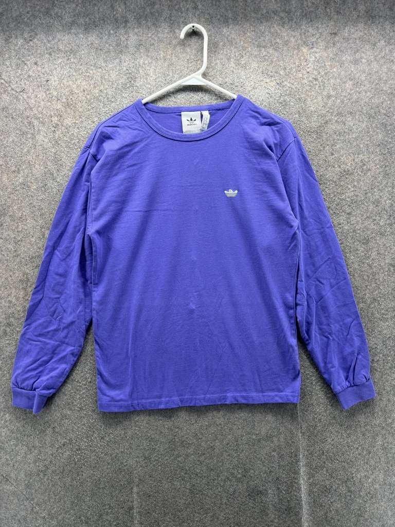 Adidas Shirt Mens Small Purple Long Sleeve Trefoil Logo Tee Cotton Casual Soft